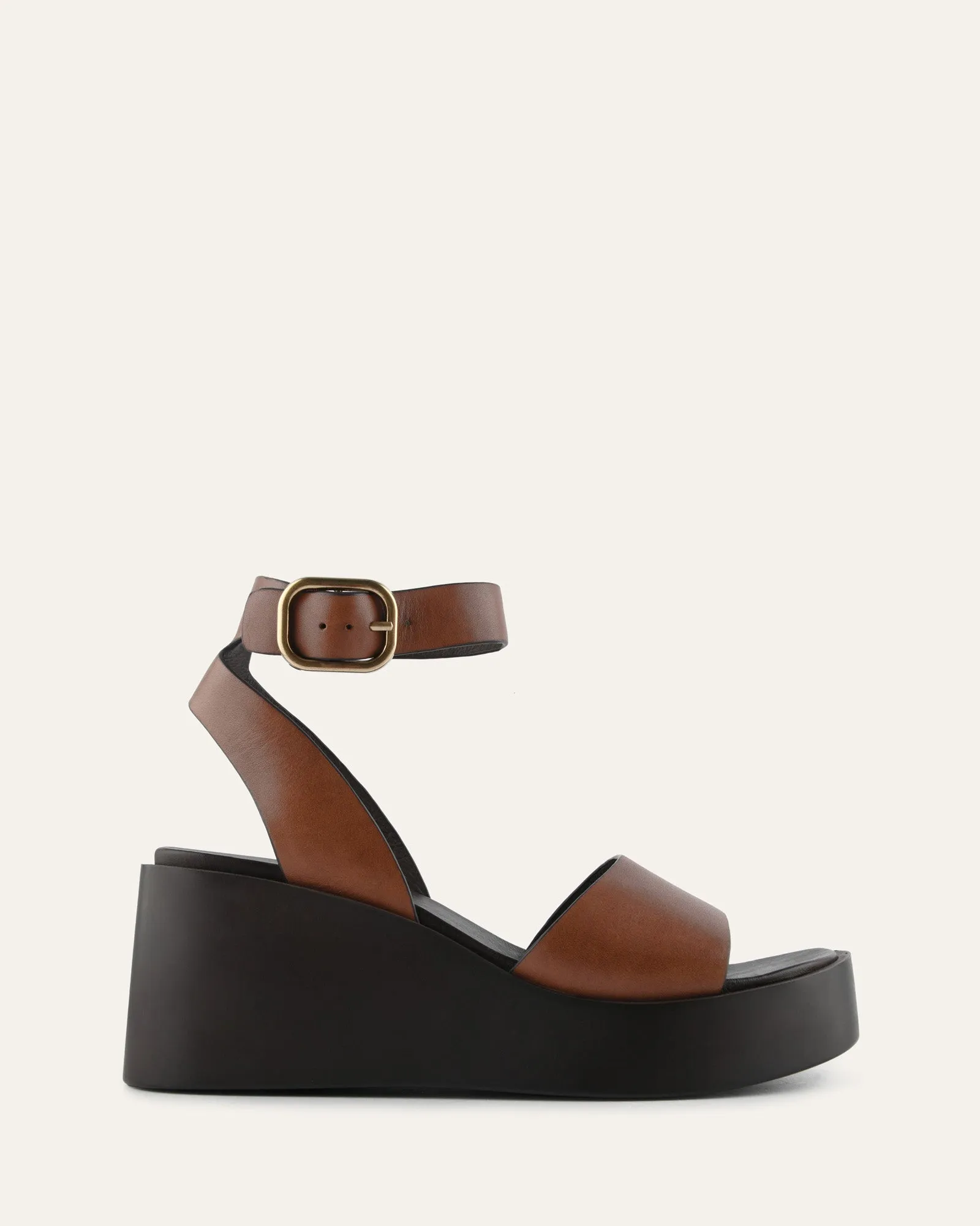 CASSIE MID WEDGE SANDALS BRANDY LEATHER sold by Jo Mercer