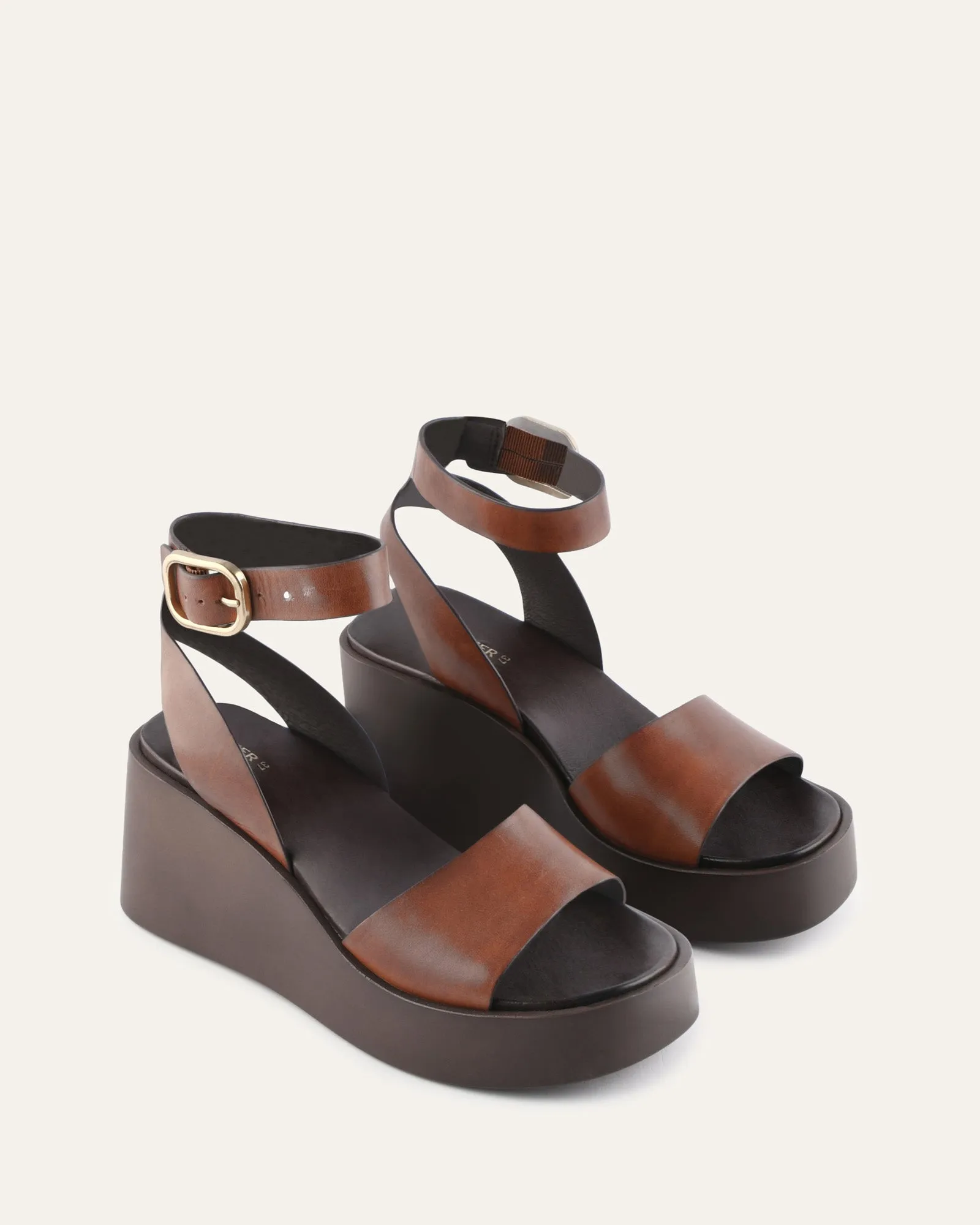 CASSIE MID WEDGE SANDALS BRANDY LEATHER sold by Jo Mercer product image thumbnail 2