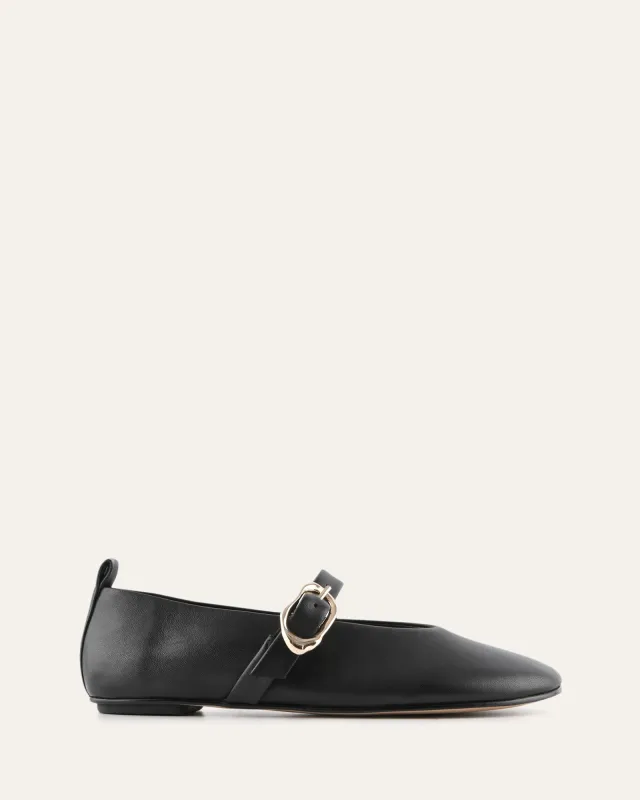VALLEY BALLET FLATS BLACK LEATHER sold by Jo Mercer
