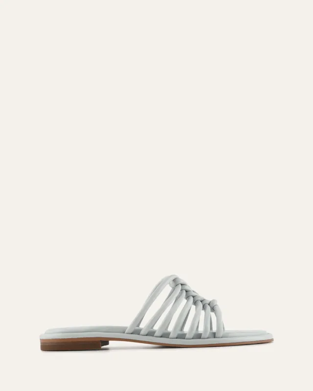 CHIA FLAT SANDALS DUSK BLUE LEATHER sold by Jo Mercer