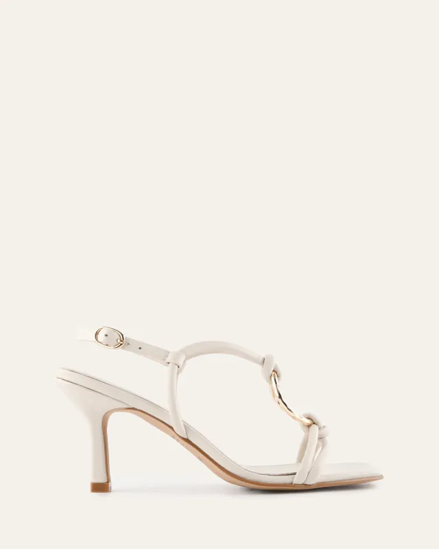 KNIGHT MID HEEL SANDALS OFF WHITE LEATHER sold by Jo Mercer
