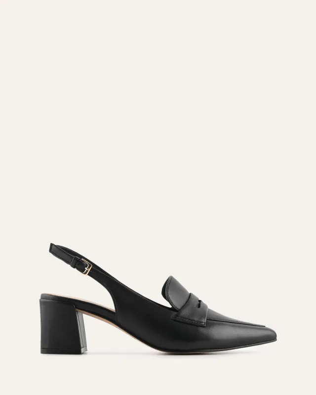 CARLTON LOW HEELS BLACK LEATHER sold by Jo Mercer