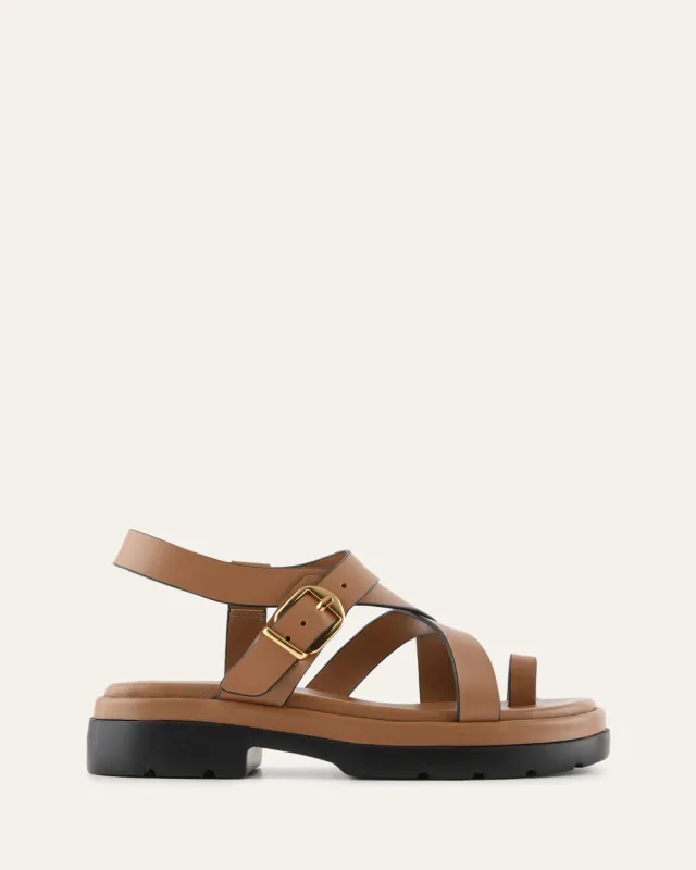 TOMMY FLAT SANDALS TUSCAN TAN LEATHER sold by Jo Mercer
