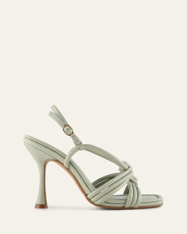 XANTHE HIGH HEEL SANDALS LIGHT SAGE LEATHER sold by Jo Mercer