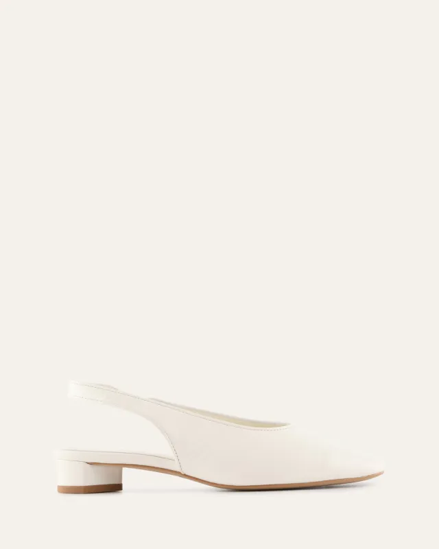ORBIT LOW HEELS OFF WHITE LEATHER sold by Jo Mercer