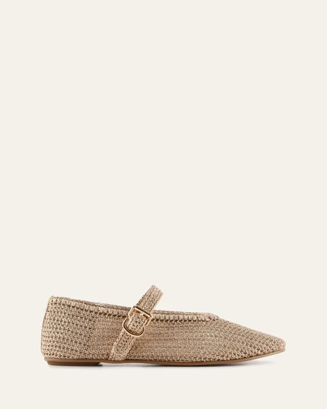 GEORGIE BALLET FLATS SOFT GOLD METALLIC made by Jo Mercer