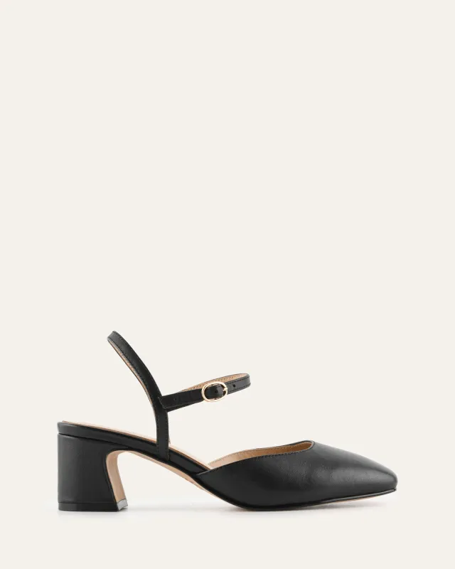 JEWEL LOW HEELS BLACK LEATHER sold by Jo Mercer