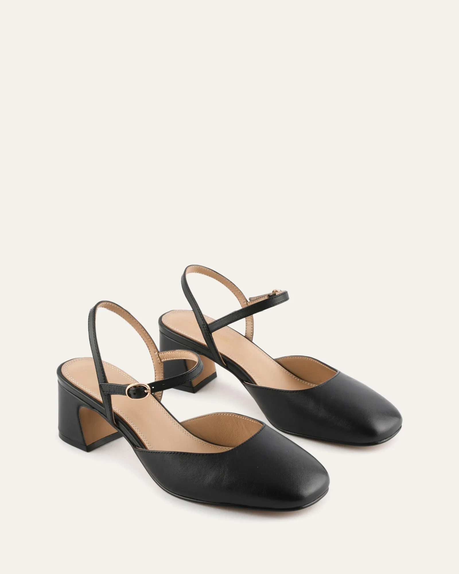 JEWEL LOW HEELS BLACK LEATHER sold by Jo Mercer product image thumbnail 3