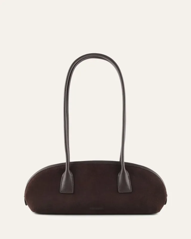 RUSTY SHOULDER BAG BITTER CHOC SUEDE sold by Jo Mercer