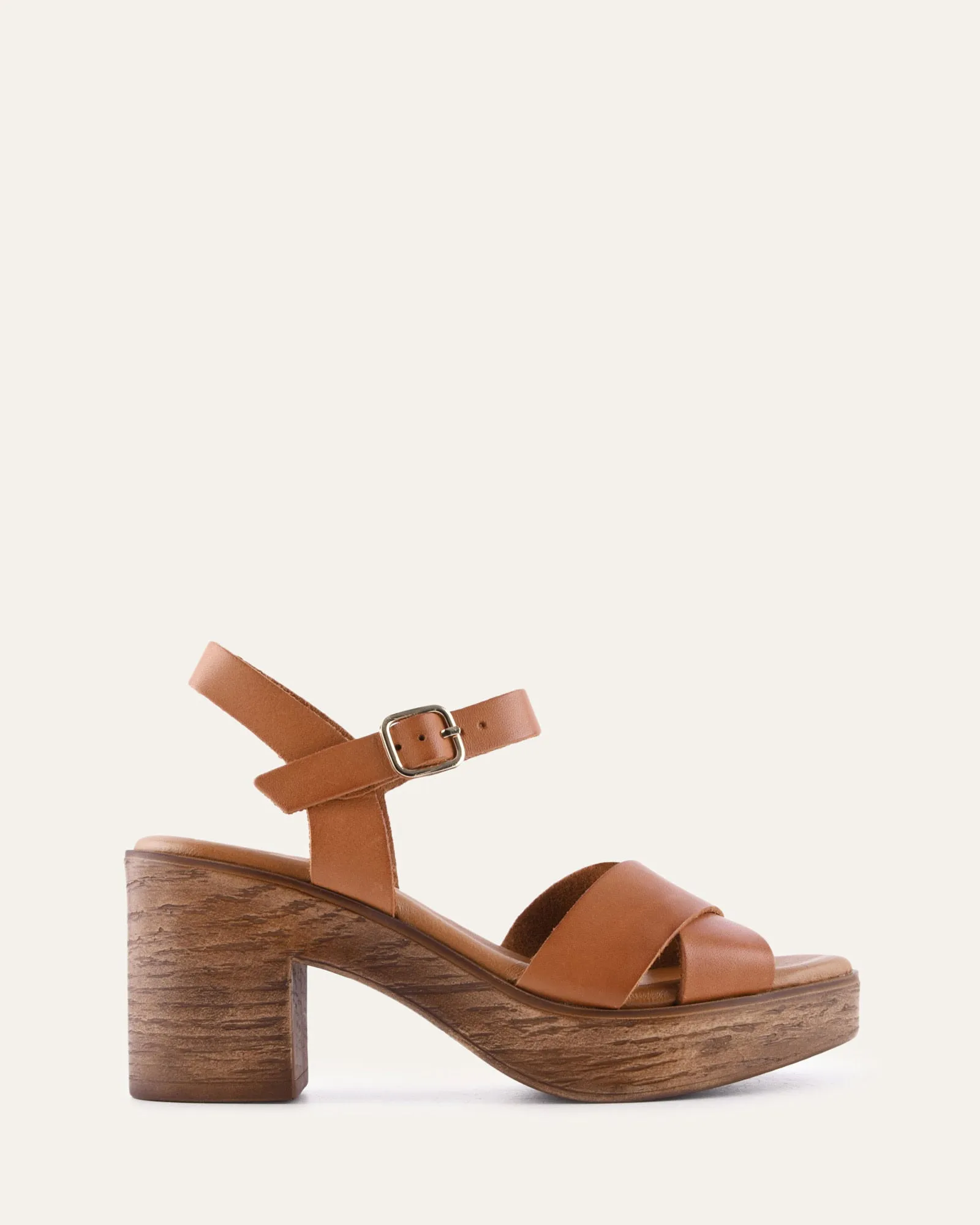 QUARTZ MID HEEL SANDALS BRANDY LEATHER sold by Jo Mercer
