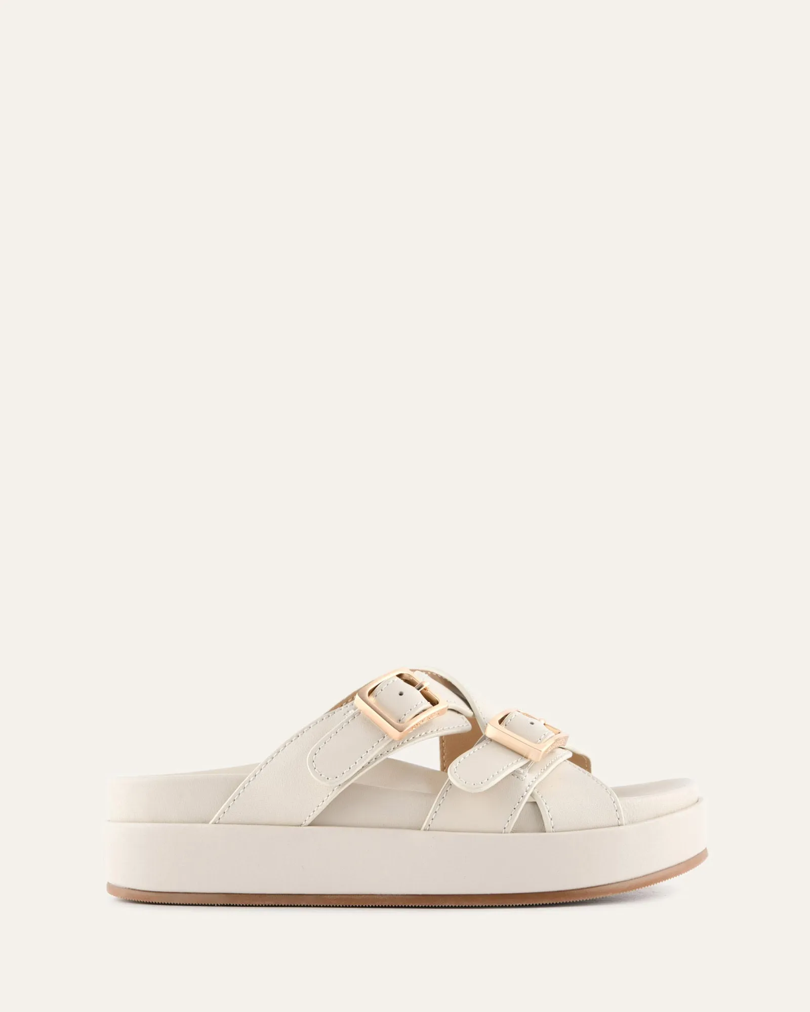 WICCA FLAT SANDALS OFF WHITE LEATHER sold by Jo Mercer