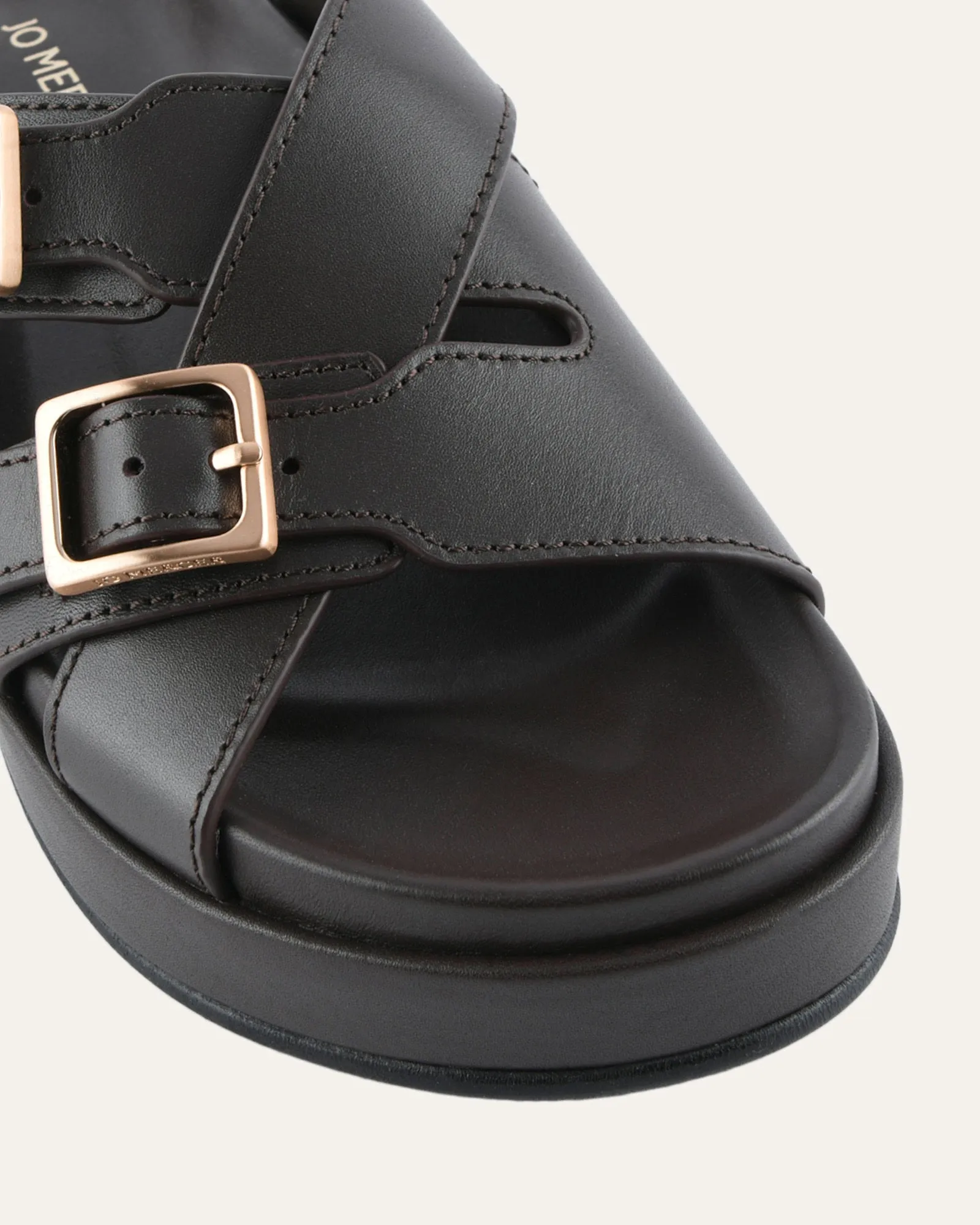 WICCA FLAT SANDALS BITTER CHOC LEATHER sold by Jo Mercer product image thumbnail 4