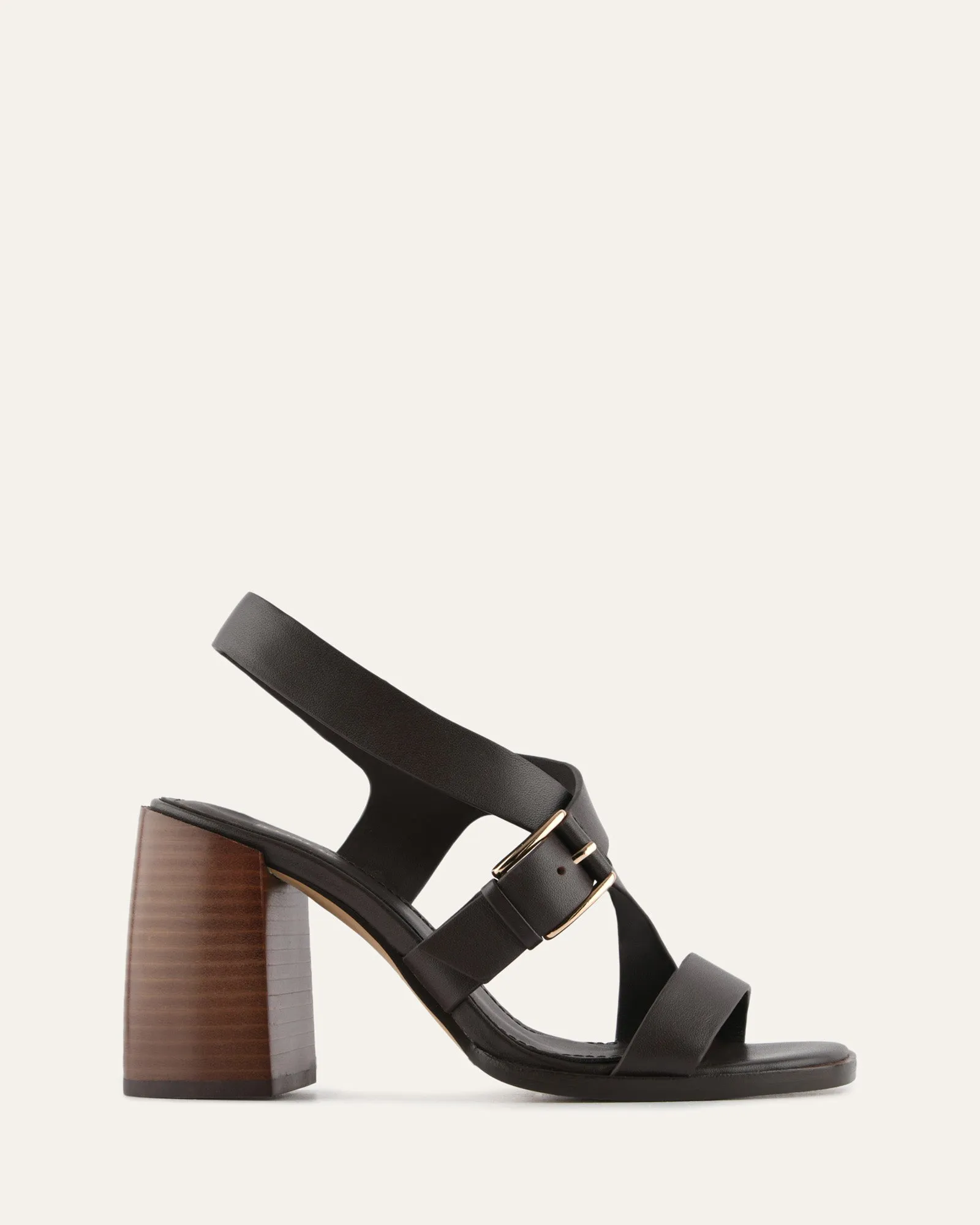 VIRGO HIGH HEEL SANDALS BITTER CHOC LEATHER sold by Jo Mercer