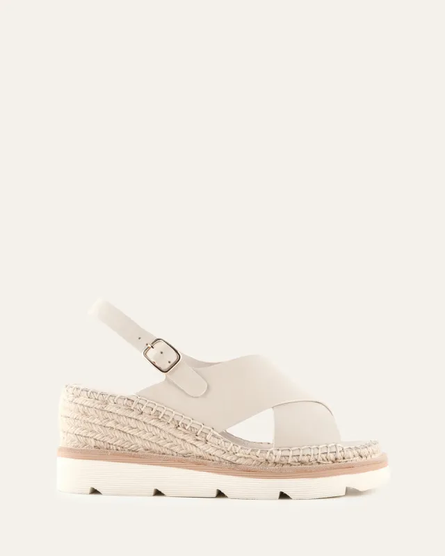 KIMBERLEY MID WEDGE SANDALS BONE LEATHER sold by Jo Mercer