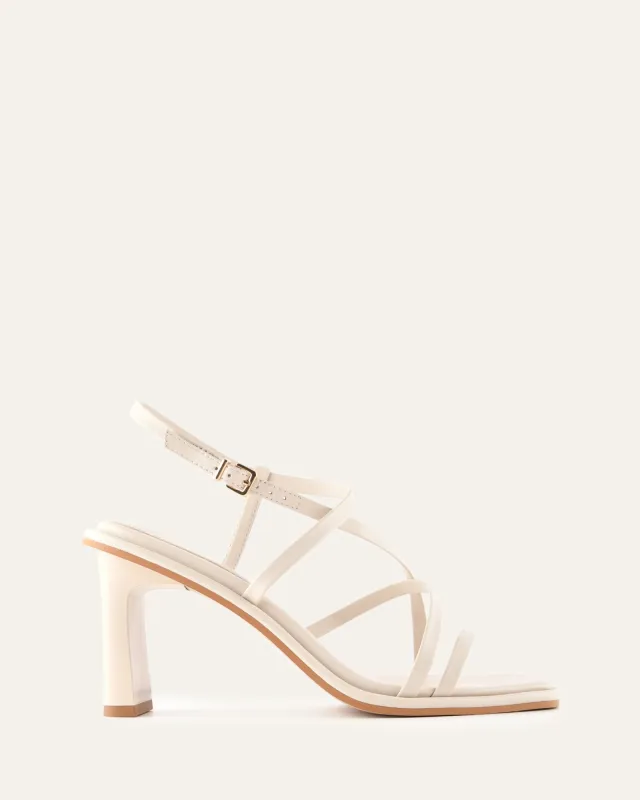 BASK HIGH HEEL SANDALS OFF WHITE LEATHER sold by Jo Mercer