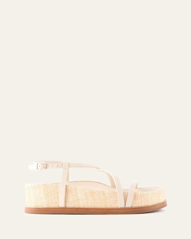 ELK FLAT SANDALS OFF WHITE NATURAL RAFFIA sold by Jo Mercer