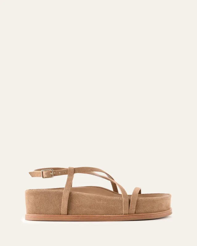 ELK FLAT SANDALS LATTE SUEDE sold by Jo Mercer