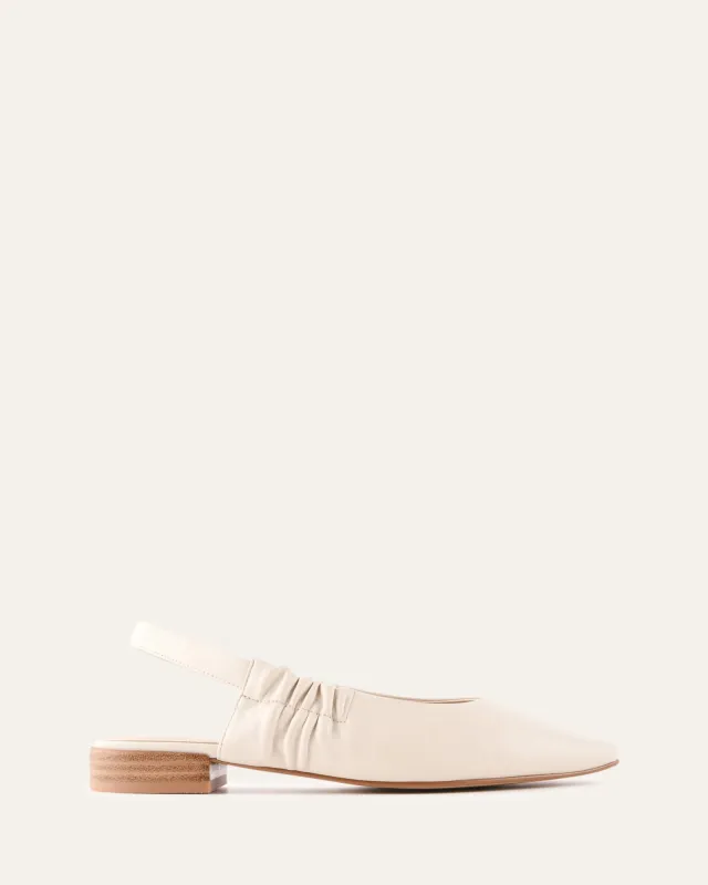 LOGAN DRESS FLATS OFF WHITE LEATHER made by Jo Mercer