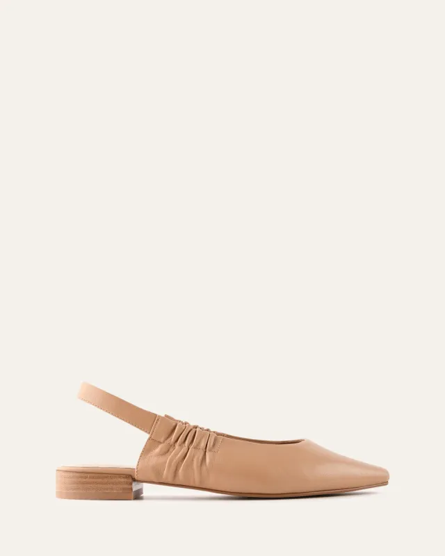 LOGAN DRESS FLATS TAN LEATHER made by Jo Mercer