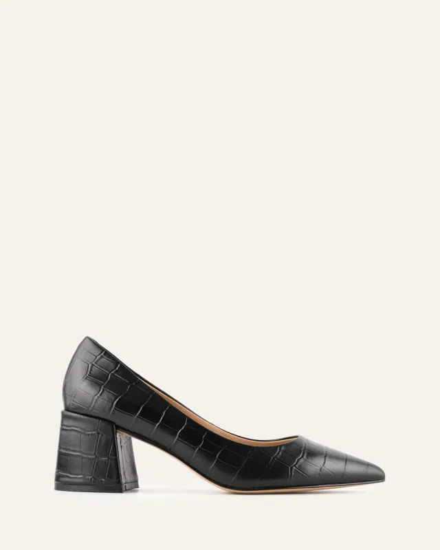 GESSO MID HEELS BLACK CROC sold by Jo Mercer