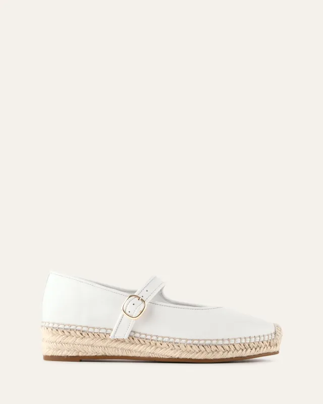 ELSIE FLAT ESPADRILLES WHITE LEATHER sold by Jo Mercer
