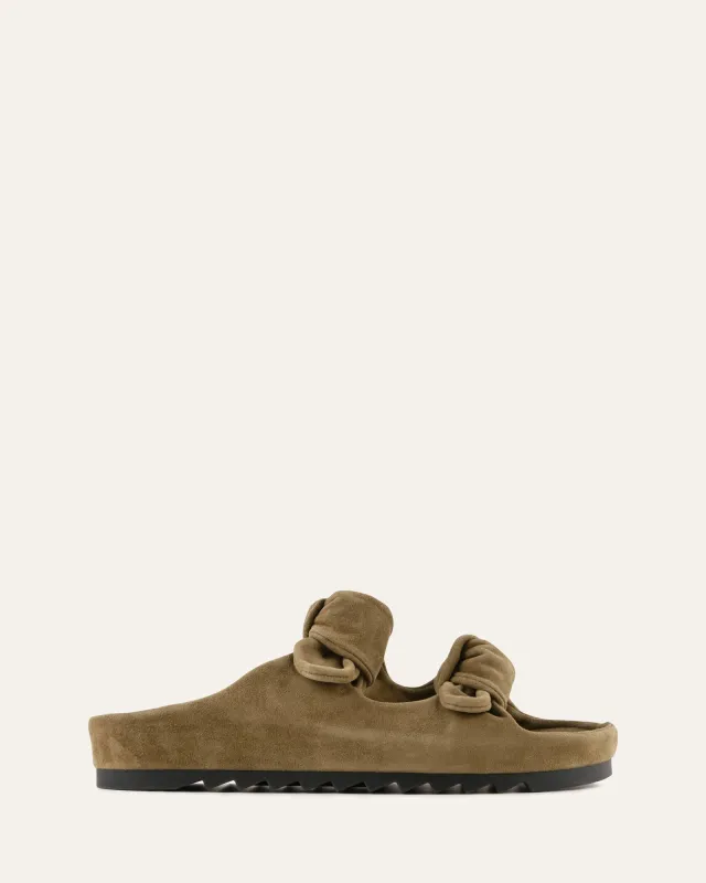 BLOSSOM FLAT SANDALS OLIVE SUEDE sold by Jo Mercer