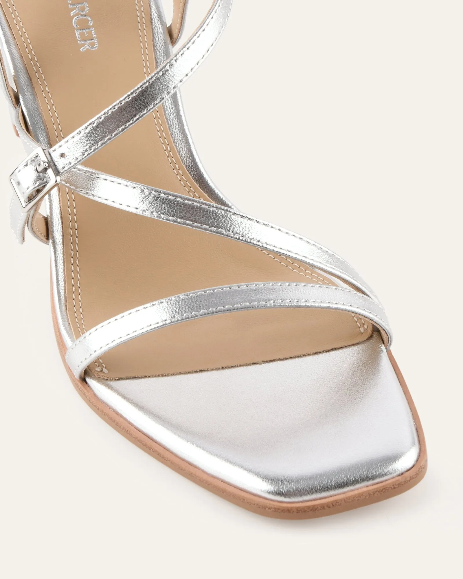 NALA MID HEEL SANDALS SILVER LEATHER sold by Jo Mercer product image thumbnail 3