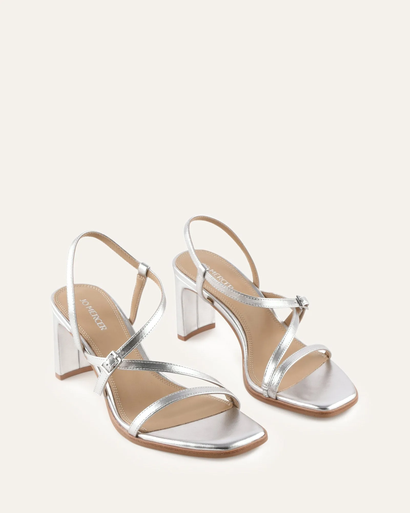 NALA MID HEEL SANDALS SILVER LEATHER sold by Jo Mercer product image thumbnail 2