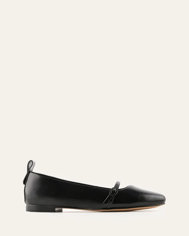 ARDEN DRESS FLATS BLACK LEATHER made by Jo Mercer
