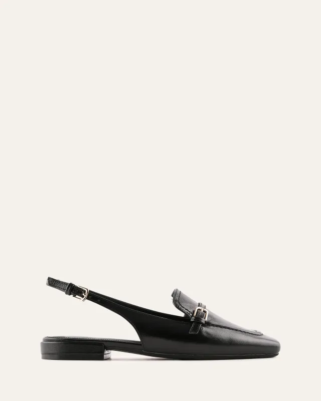 LYON DRESS FLATS BLACK LEATHER made by Jo Mercer