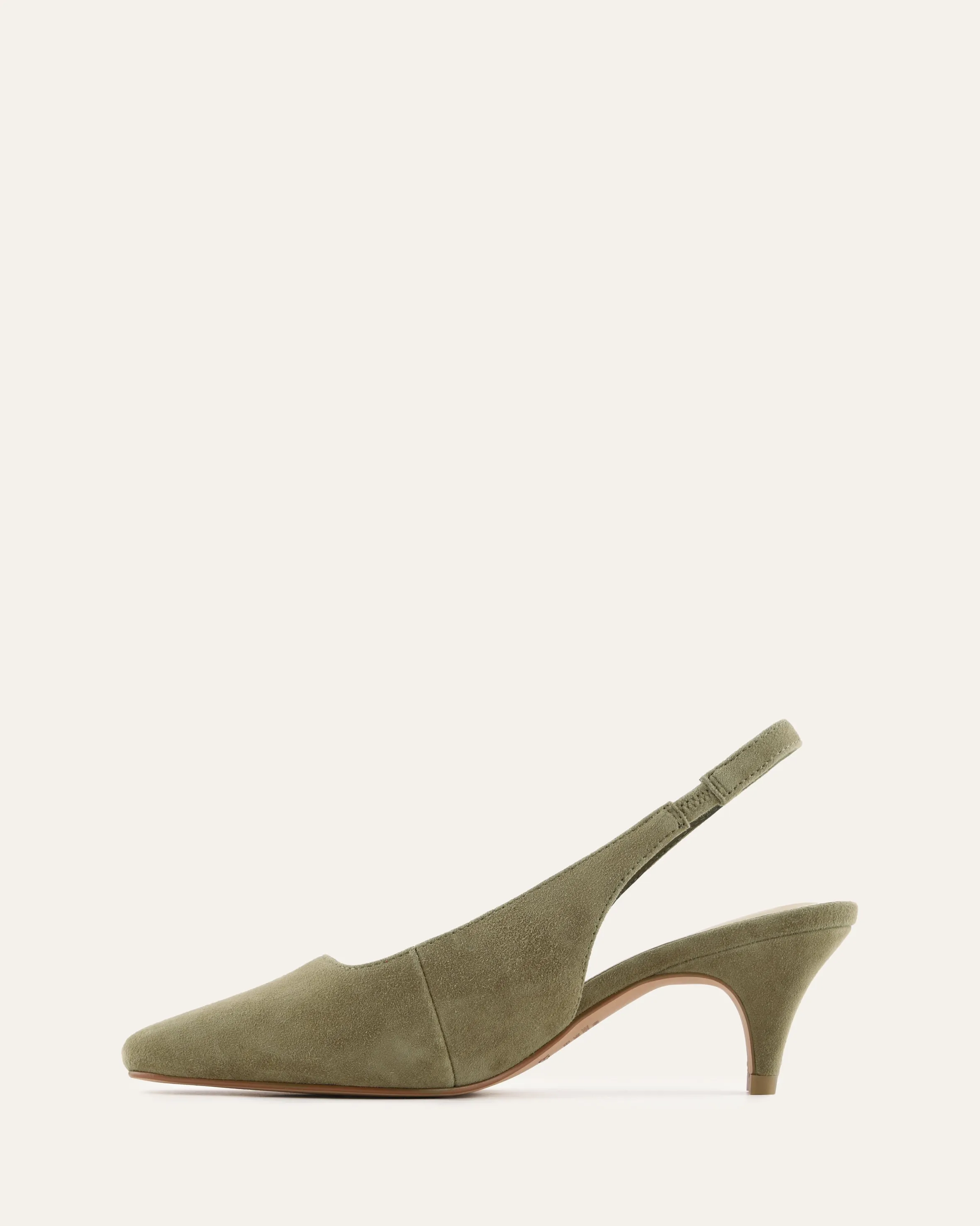 TREY LOW HEELS OLIVE SUEDE sold by Jo Mercer product image thumbnail 5
