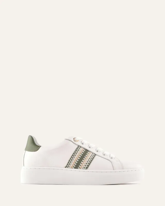 HOLLY SNEAKERS WHITE/SAGE LEATHER made by Jo Mercer