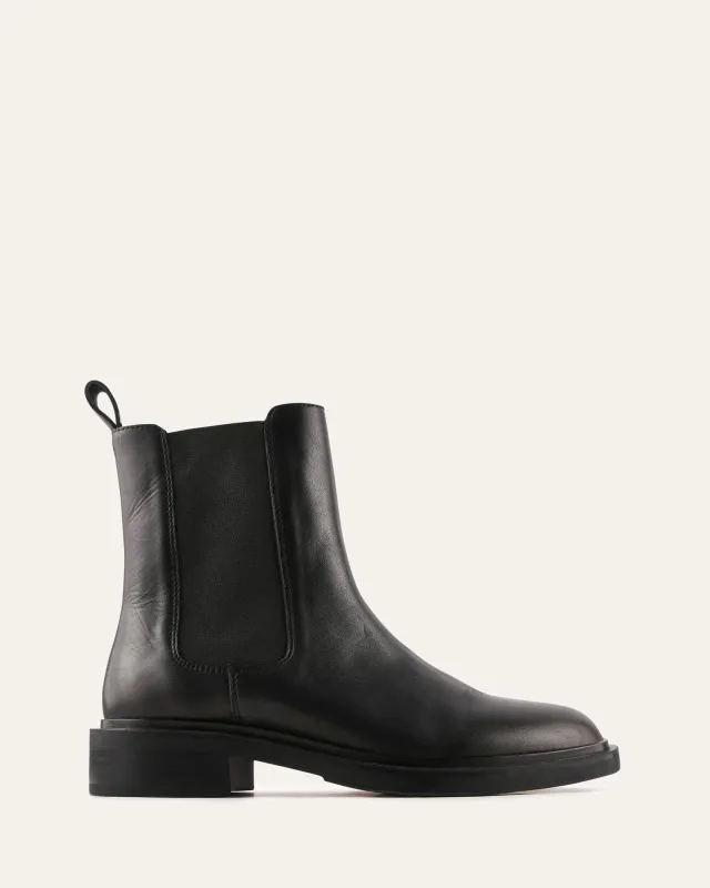 HARPER FLAT ANKLE BOOTS BLACK LEATHER made by Jo Mercer