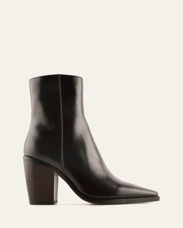 CANNON HIGH ANKLE BOOTS BITTER CHOC LEATHER made by Jo Mercer