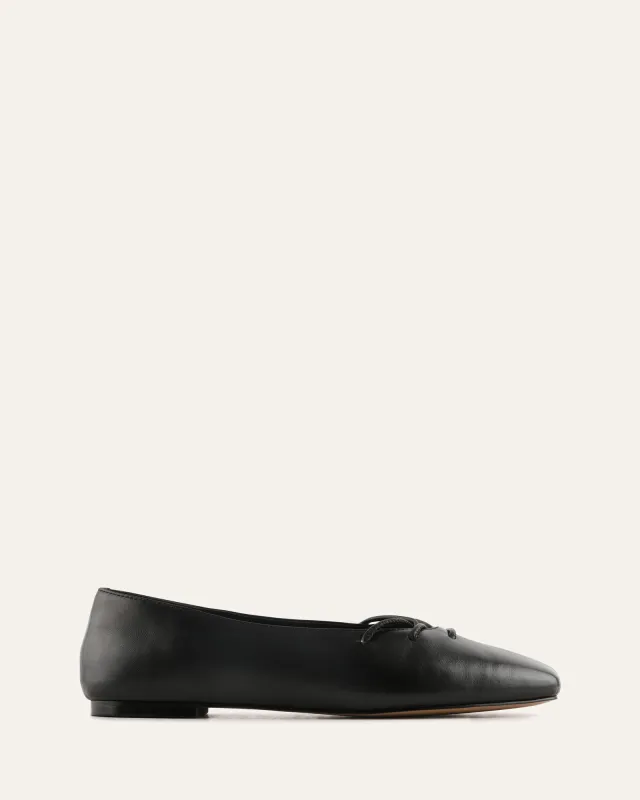 DIONE DRESS FLATS BLACK LEATHER made by Jo Mercer