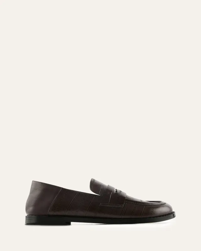 HARLEM LOAFER CHOCOLATE EMBOSSED LEATHER made by Jo Mercer