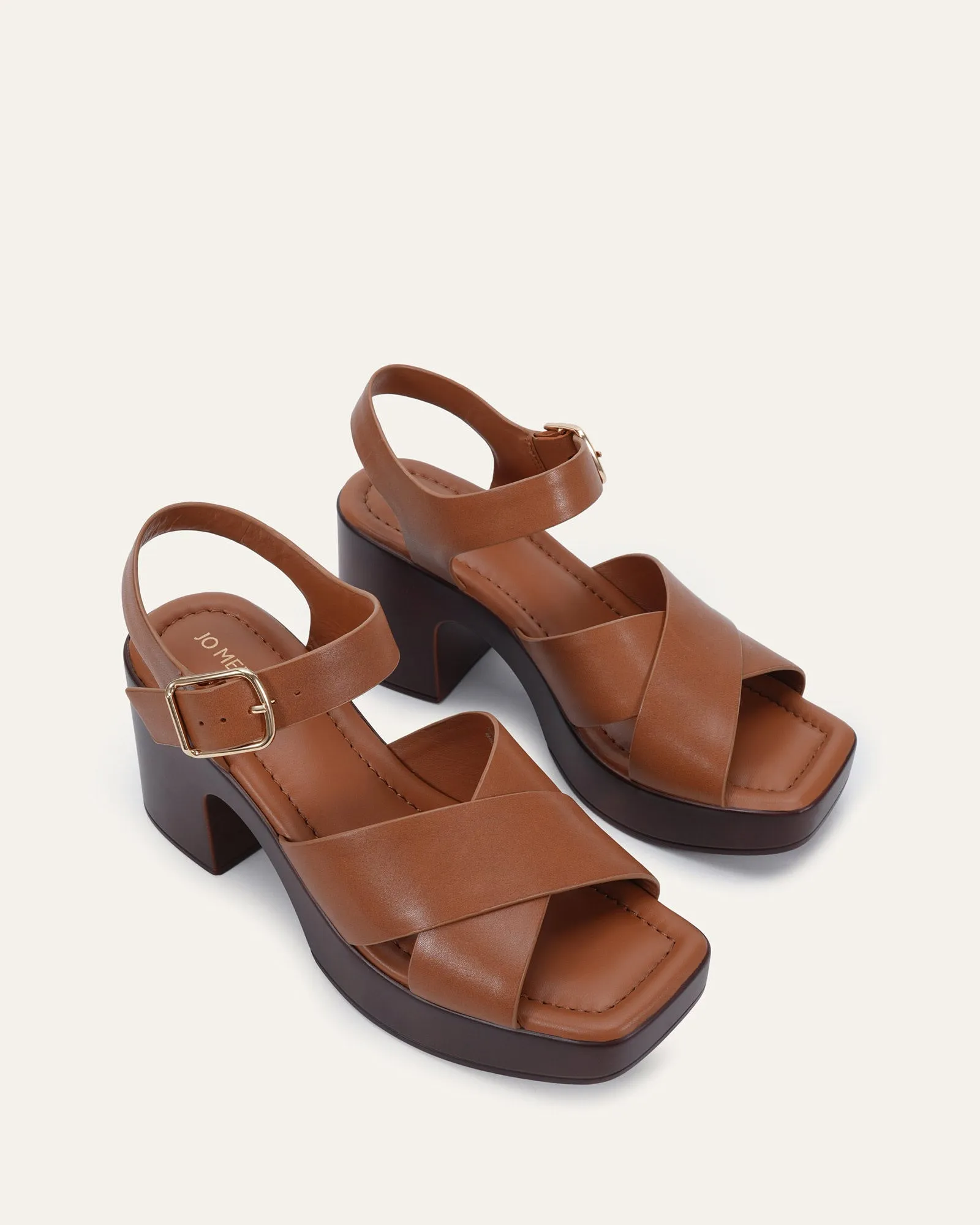 WILMA MID HEEL SANDALS TUSCAN TAN LEATHER sold by Jo Mercer product image thumbnail 2