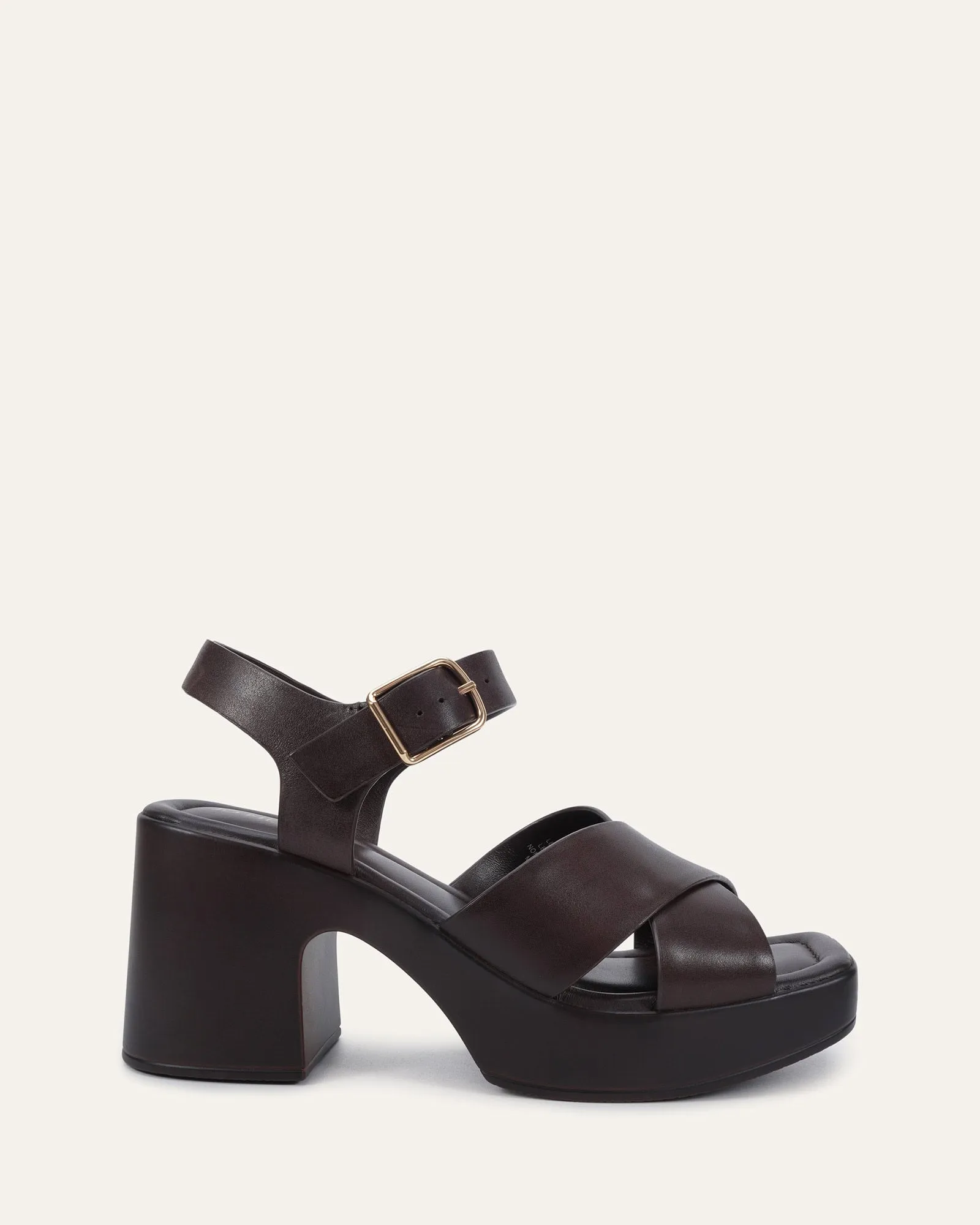 WILMA MID HEEL SANDALS CHOCOLATE LEATHER sold by Jo Mercer