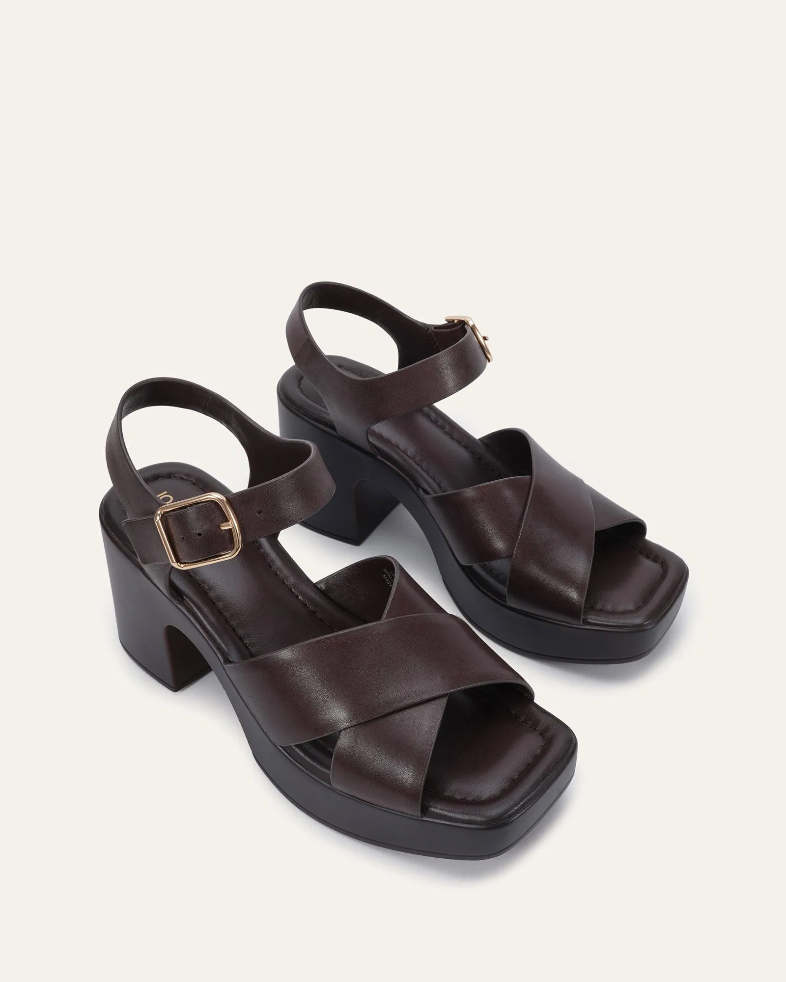 WILMA MID HEEL SANDALS CHOCOLATE LEATHER sold by Jo Mercer product image thumbnail 2