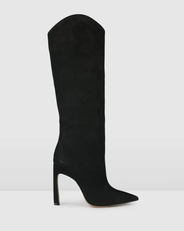 RIVIERA KNEE BOOTS BLACK NUBUCK sold by Jo Mercer