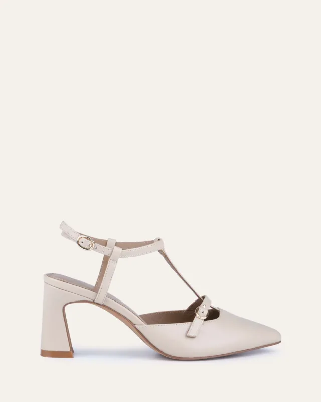 KEMBLA MID HEELS SAND LEATHER sold by Jo Mercer