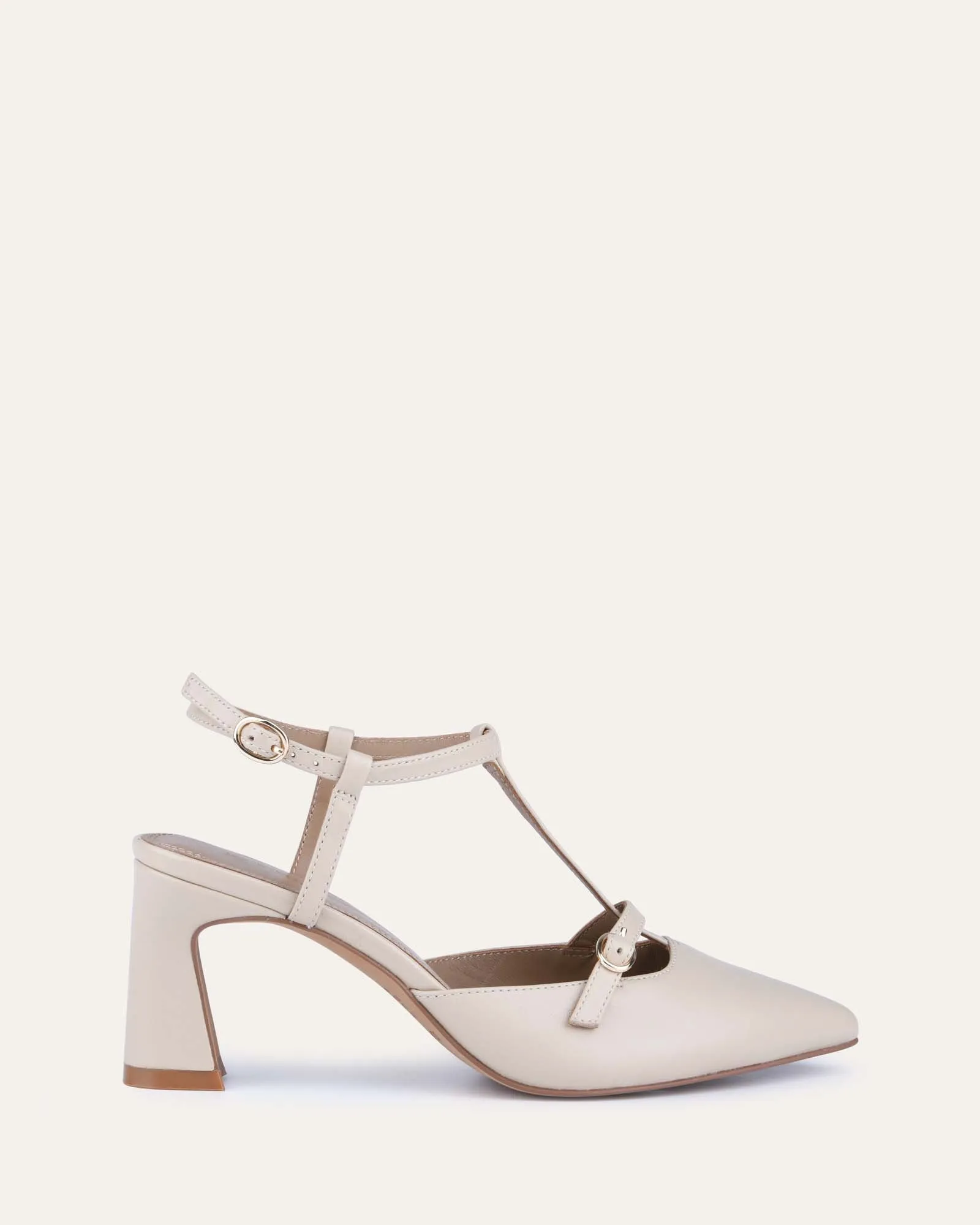 KEMBLA MID HEELS SAND LEATHER sold by Jo Mercer