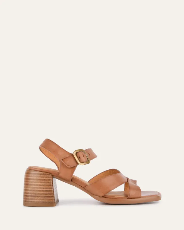 IMOGEN MID HEEL SANDALS BRANDY LEATHER sold by Jo Mercer