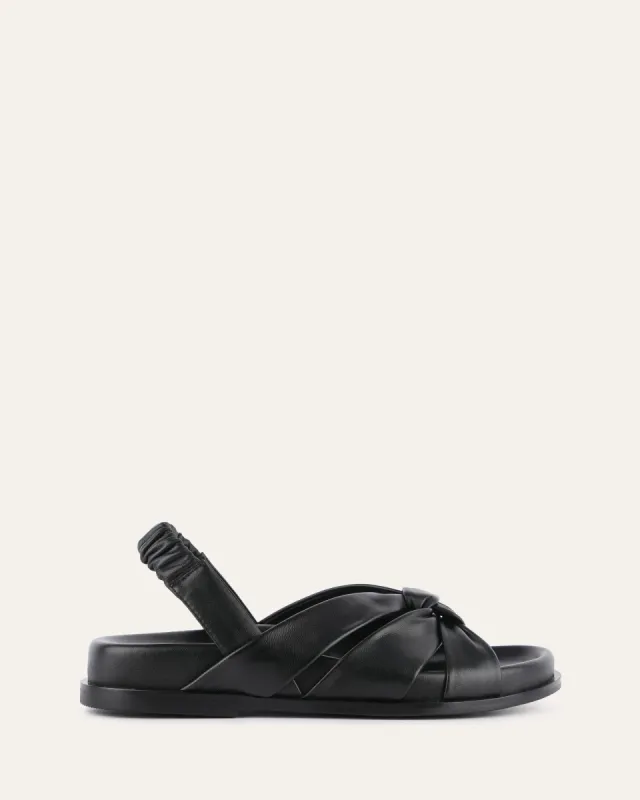 VINCENT FLAT SANDALS BLACK LEATHER sold by Jo Mercer