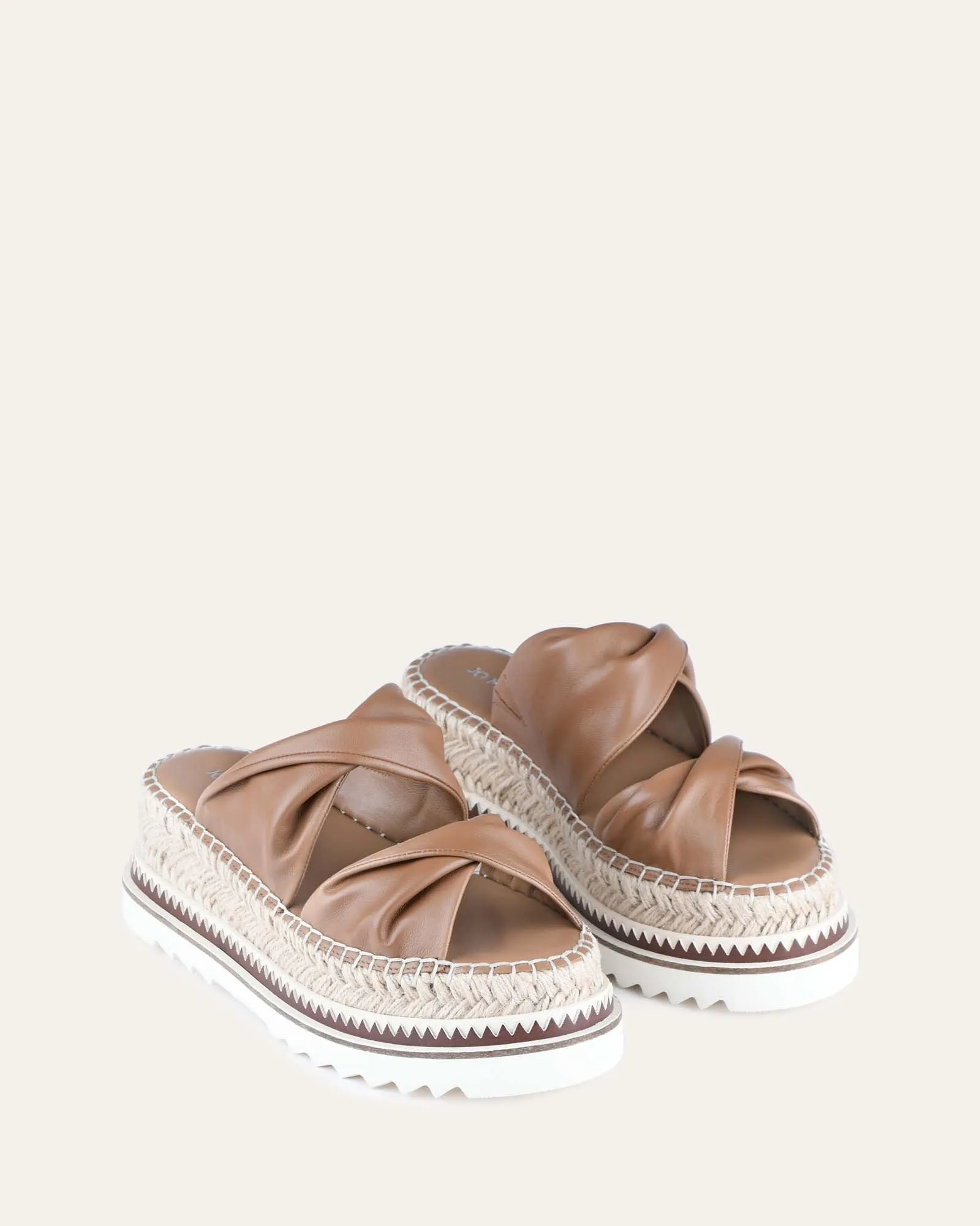 ELENA ESPADRILLE SLIDES TAN LEATHER Parallel