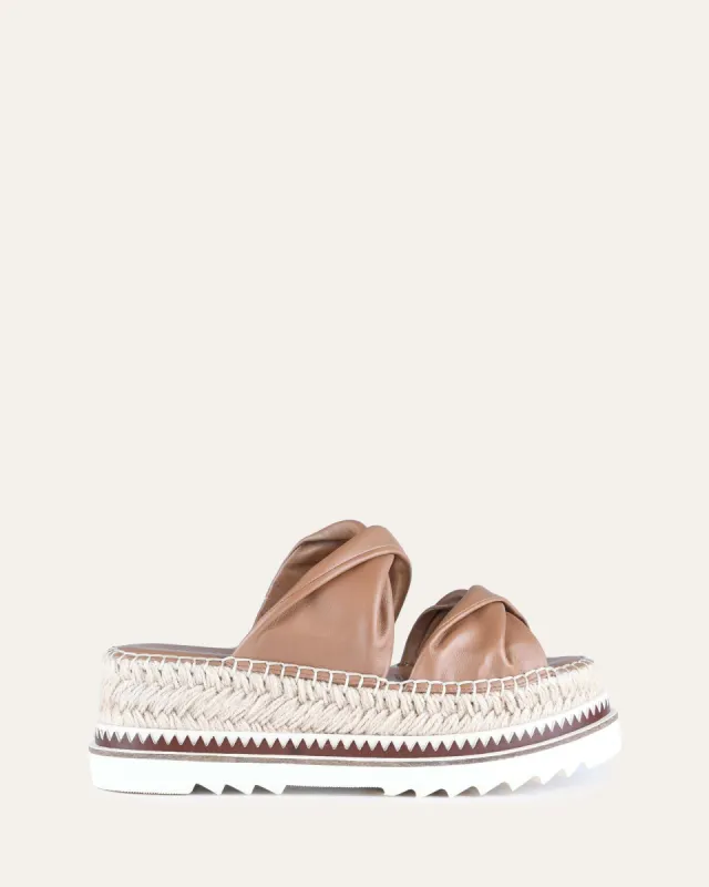 ELENA ESPADRILLE SLIDES TAN LEATHER sold by Jo Mercer
