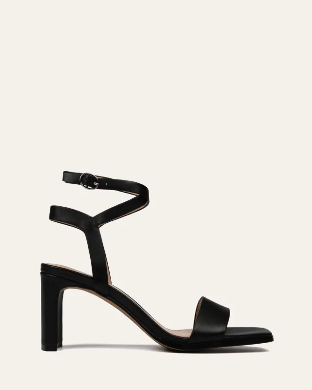NATSU MID HEEL SANDALS BLACK LEATHER sold by Jo Mercer