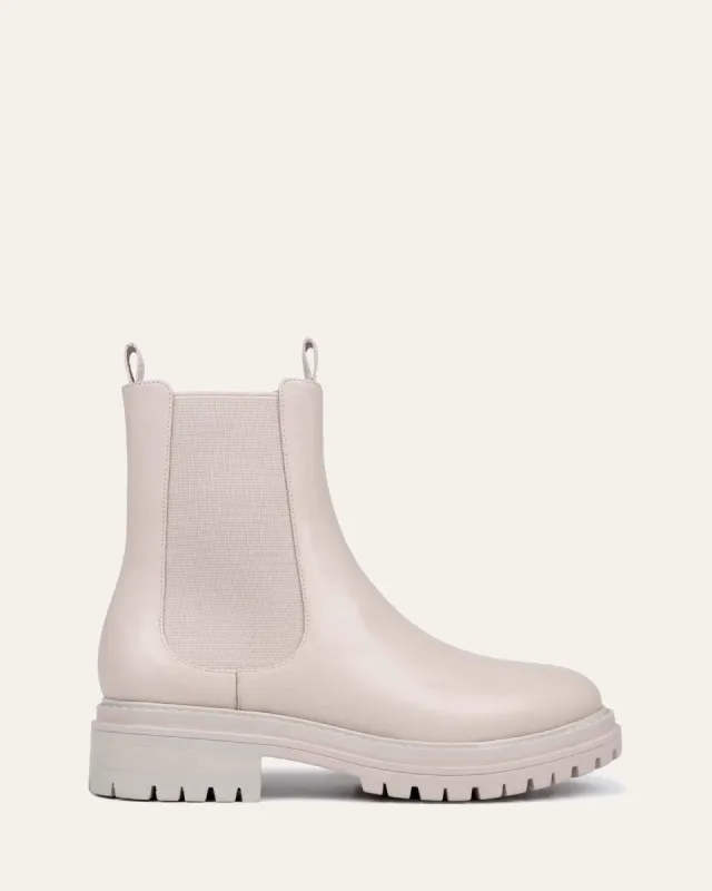 BLOOM FLAT ANKLE BOOTS BONE LEATHER sold by Jo Mercer