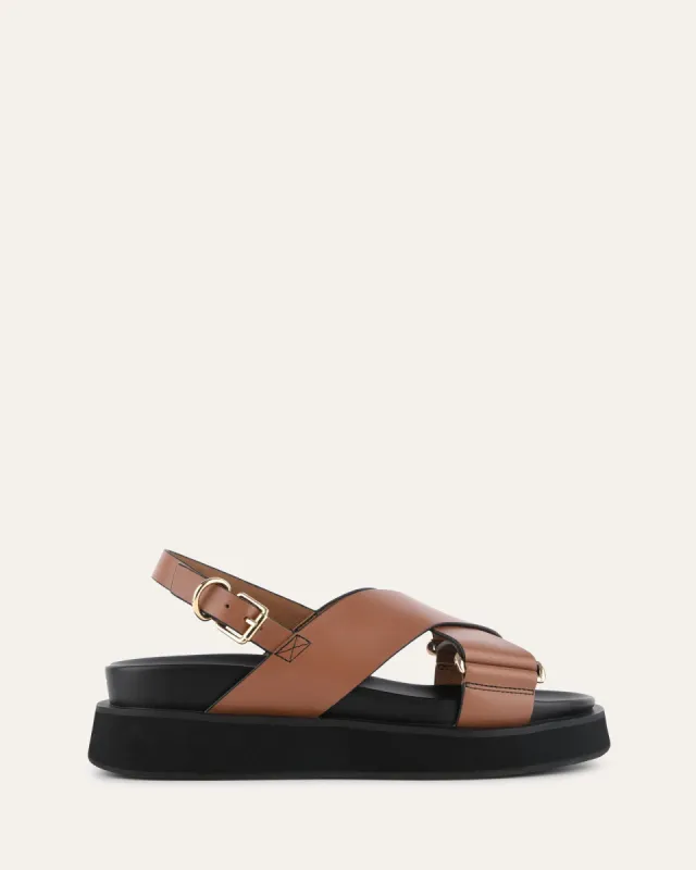 MAJE [マージ] Raffia Cross Flat Sandals Raffia-effect flat sandals Natural For Women | Maje