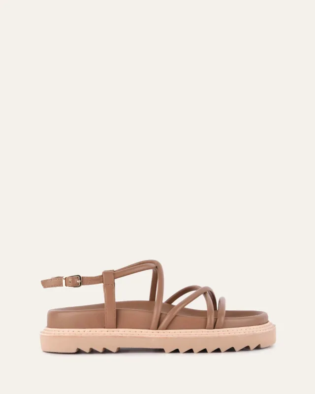 VIOLA FLAT SANDALS TAN LEATHER sold by Jo Mercer